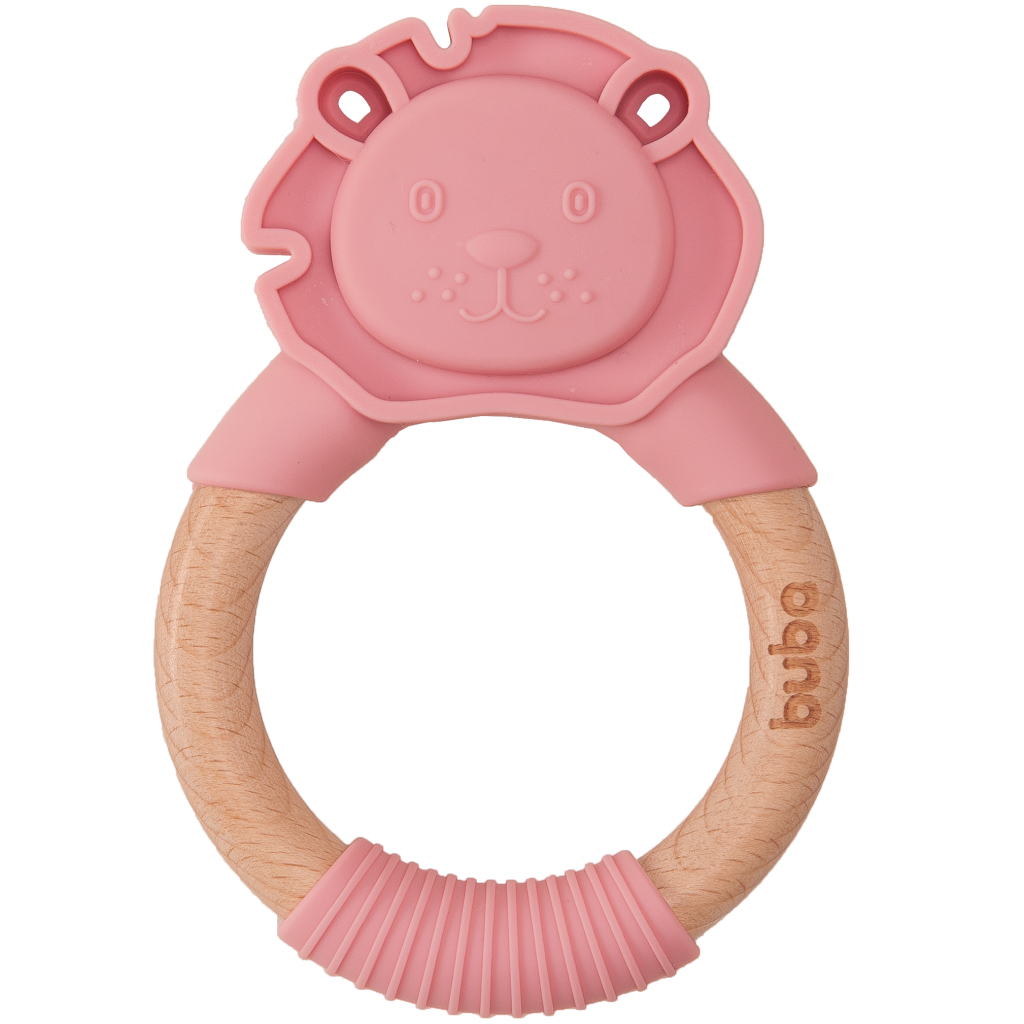 Mordedor em Silicone e Bambu Texturizado (4M+) Leão Rosa - Buba ...