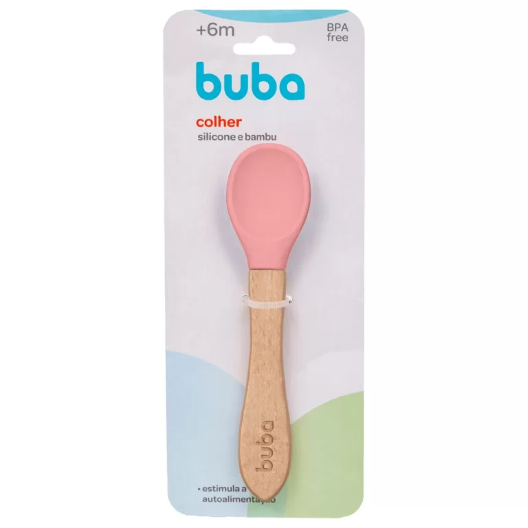 Colher de Silicone com Bambu Rosa - Buba