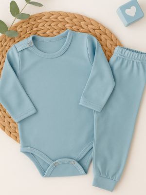 Conjunto Body Térmico Longo Azul para Bebê