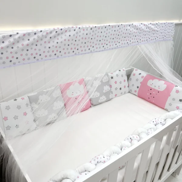 Kit Berço Trança 10 Peças - Rosa Nuvem