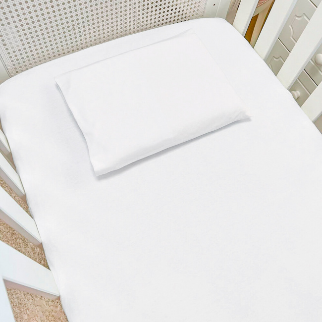 lençol de malha com elastico para berço bebê - branco 2