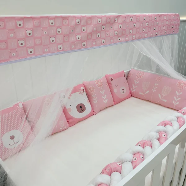 Kit Berço Trança 10 Peças - Ursa Rosa