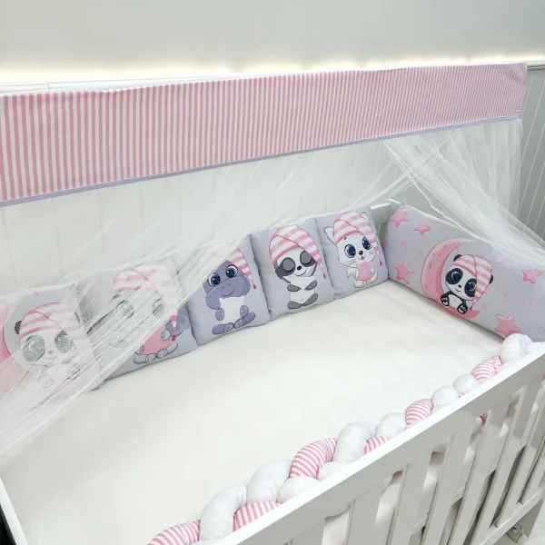 Kit Berço Trança 10 Peças - Pandinha Rosa