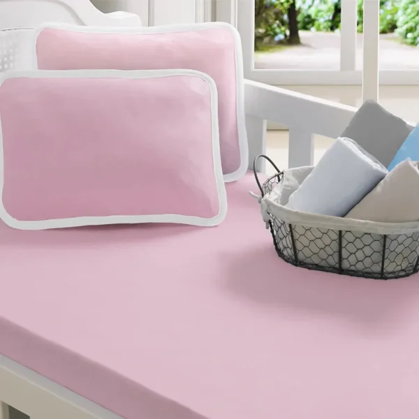 Lençol Berço de Malha 100% Algodão com Elástico - Rosa