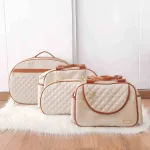 Kit Bolsa Luxo - 3 Peças Creme e Caramelo