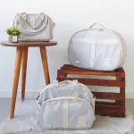 Kit Bolsa Luxo - 3 Peças Cinza com Branco
