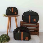 Kit Bolsa Luxo - 3 Peças Preto e Caramelo