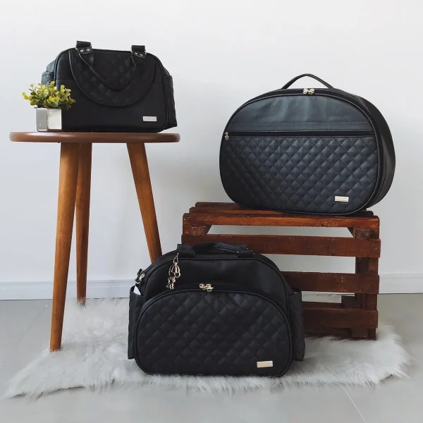 Kit Bolsa Luxo - 3 Peças Preto