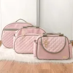 Kit Bolsa Luxo - 3 Peças Rosa com Cinza