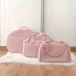 Kit Bolsa Luxo - 3 Peças Rosa