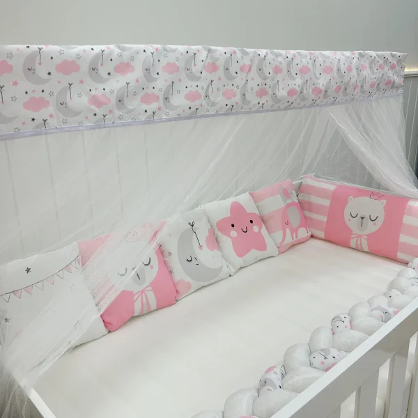 Kit Berço Trança 10 Peças - Gatinha Rosa