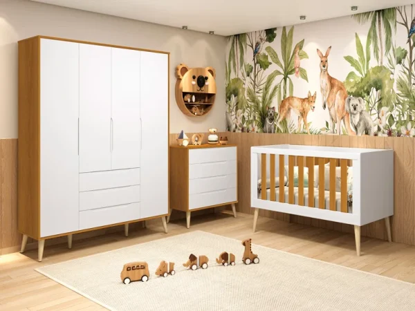 Jogo de Quarto Elfe - Branco Fosco com Savana