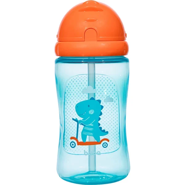 Garrafa Infantil Com Canudo Dino 400ml 12m+ - Buba