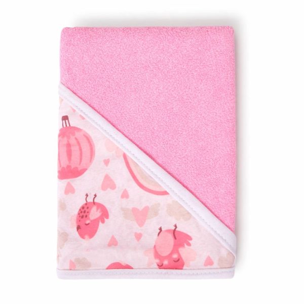 Toalha de Banho Bebê com Capuz - Passarinho Rosa