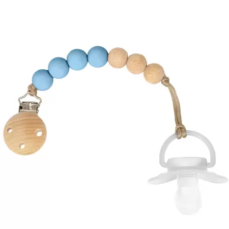 Prendedor De Chupeta Azul - Silicone & Bambu