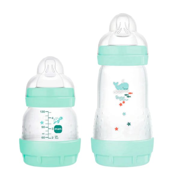 Kit Mamadeiras MAM Anticólica Fundo do Mar Azul 130ml + 260ml