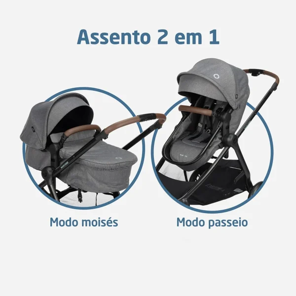 Kit Carrinho de Bebê Anna + Bebê Conforto + Base - Maxi-Cosi Cinza - Image 3
