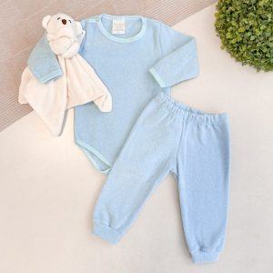 Conjunto Bebê Buclê Peluciado - Azul