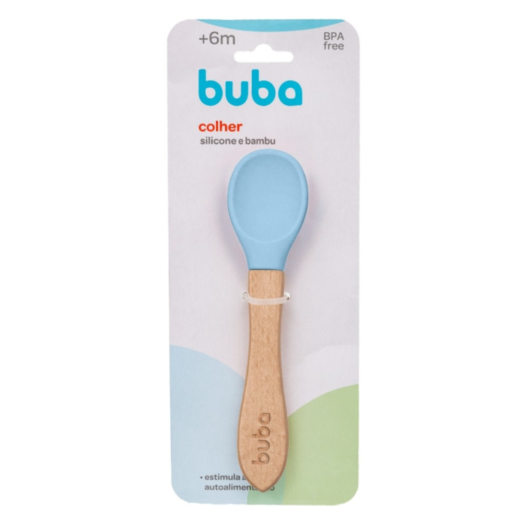 Colher de Silicone com Bambu Azul - Buba