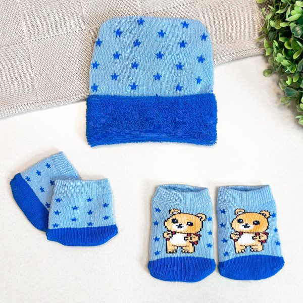 Kit Maternidade Winston - Touca, Luva e Meia - Ursinho Azul