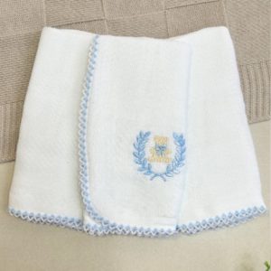 Kit Fralda de Boca Premium Bordada - Urso Rei Azul Claro