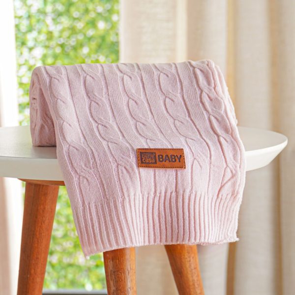 Manta Luxo Tricô Bebê - Rosa