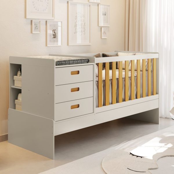 Berço Multifuncional Luna Reller - Areia Fosco com Savana