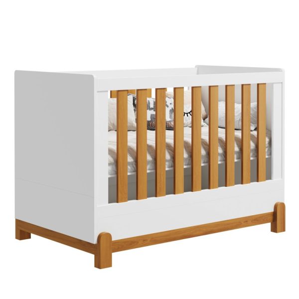 Berço Lotus Liso Reller - Branco Fosco com Savana