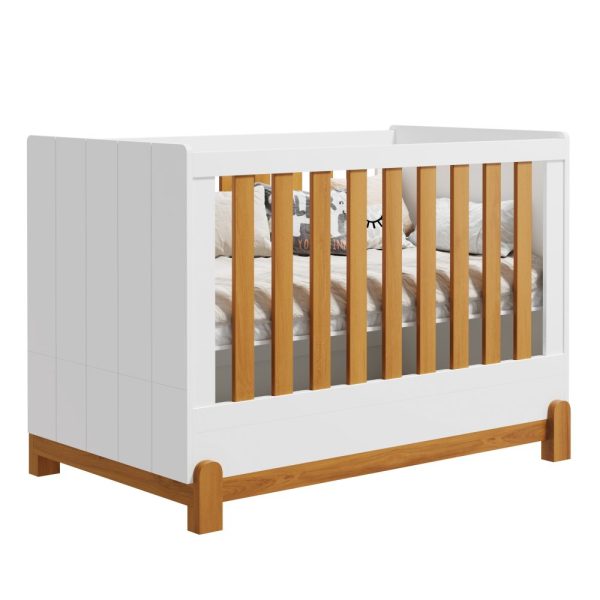 Berço Lotus com Friso Reller - Branco Fosco com Savana