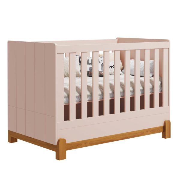 Berço Lotus com Friso Reller - Rosa Fosco