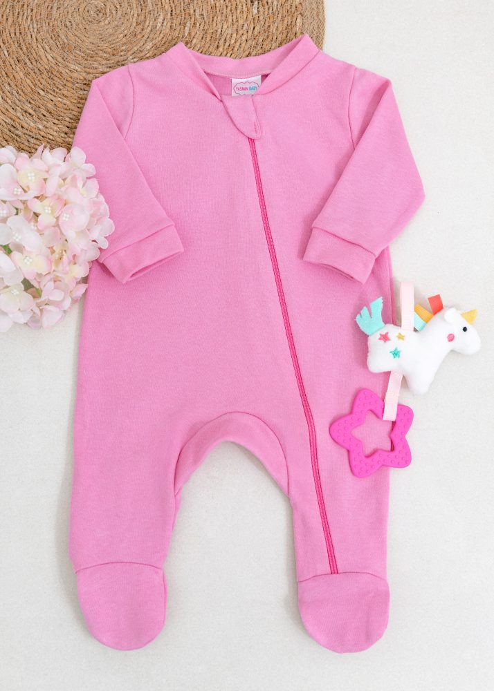 Macacão Bebê Suedine - Hot Pink