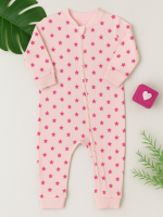 Macacão Bebê Suedine Estrelas Rosa