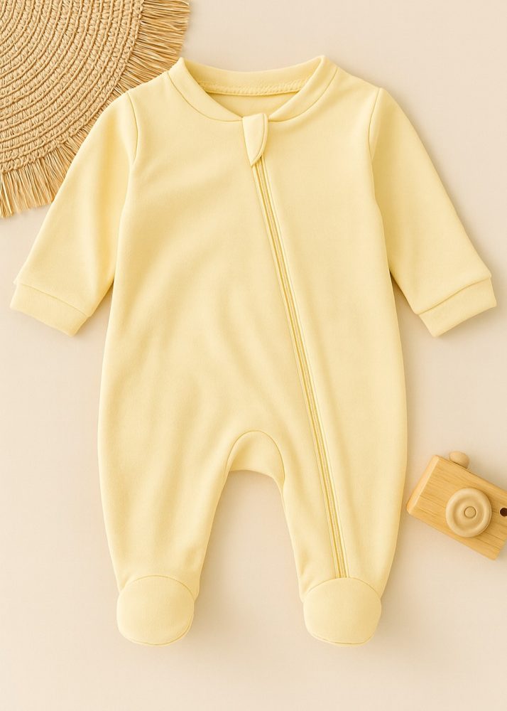 macacão bebê suedine off white, amarelinho