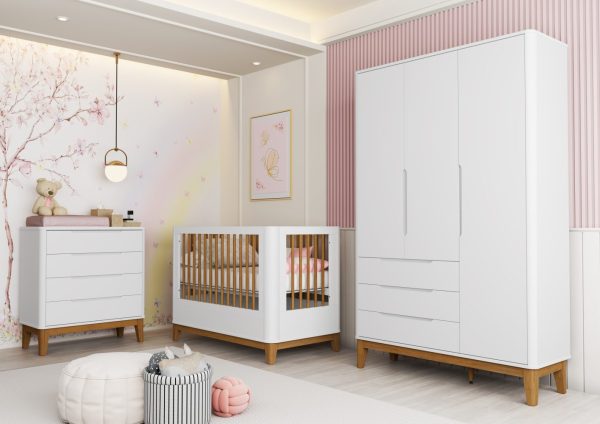 Jogo de Quarto Boom 3P Infantil Reller - Branco Fosco