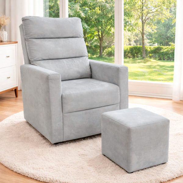 Poltrona de Amamentação Serena com Balanço - Veludo Cinza