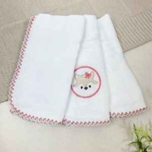 Kit Fralda de Boca Premium Bordada - Raposa Rose