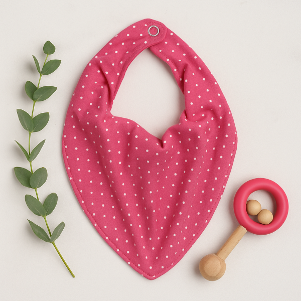 Babador Bandana Bebê Poá Rosa – Guube