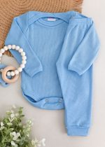 Conjunto Body Bebê Pagão Canelado Longo - Azul