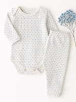 Conjunto Body Bebê Pagão Canelado Longo - New Poá Azul