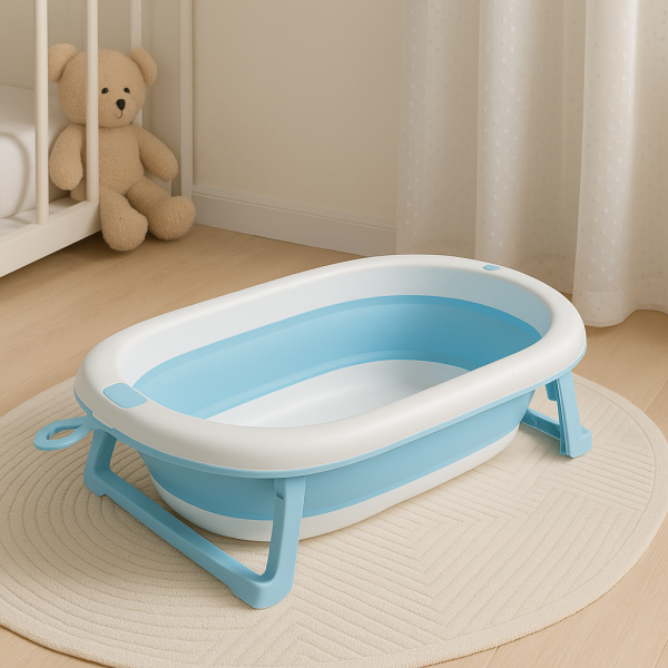 Banheira Bebê Portátil Dobrável 30L - Azul