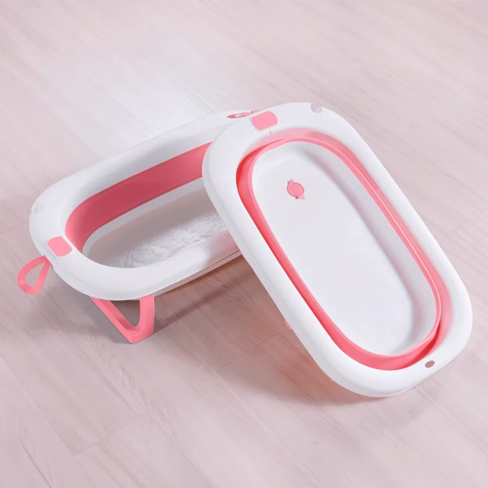 banheira portátil dobrável bebê - rosa 1
