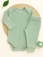 Conjunto Body Bebê Pagão Canelado Longo - New verde