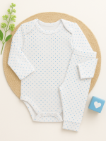 Conjunto Body Bebê Pagão Canelado Longo - Poá Azul