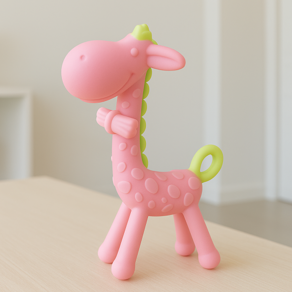 Mordedor Bebê Girafa de Silicone - Rosa