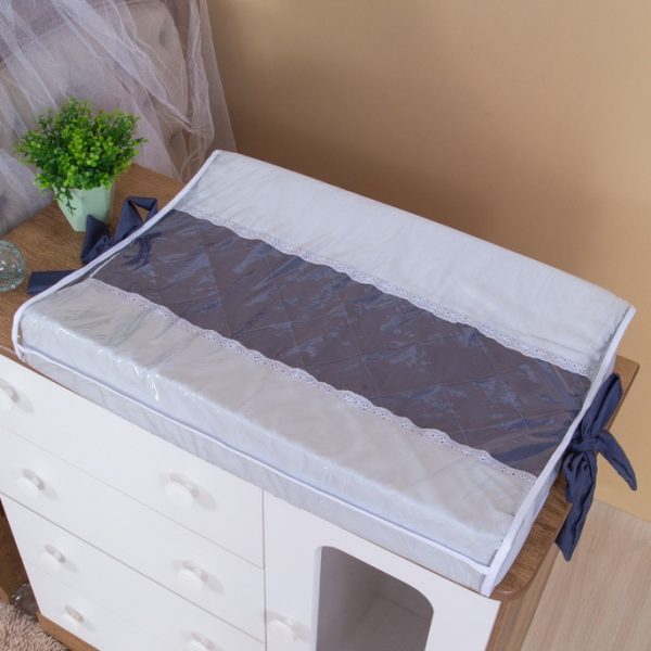 Trocador de Bebê Anatômico para Cômoda - Cinza com Marinho