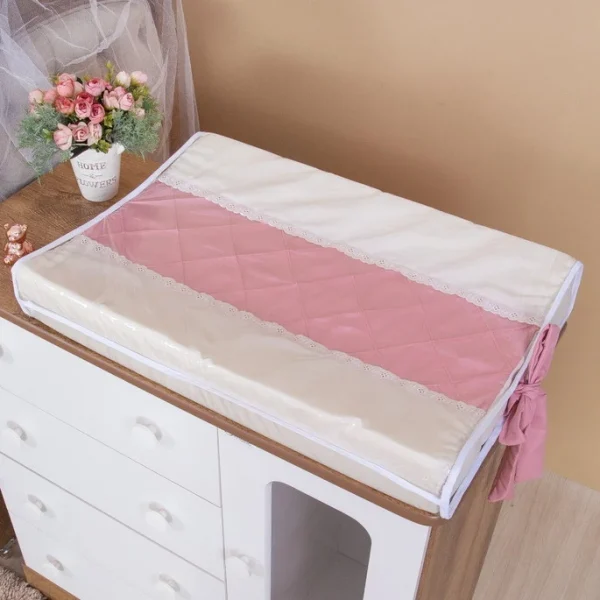 Trocador de Bebê Anatômico para Cômoda - Bege com Rose