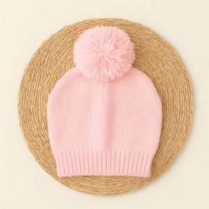 Touca para Bebê com Pompom Rosa – Quentinha, Fofa e Estilosa