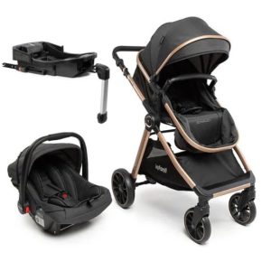 Kit Carrinho de Bebê Romanzo com Base Isofix - Preto Bronze