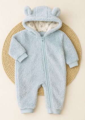 Macacão Felpudo Bebê 6 a 12 Meses - Azul