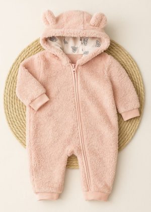 Macacão Felpudo Bebê 6 a 12 Meses - Rosa